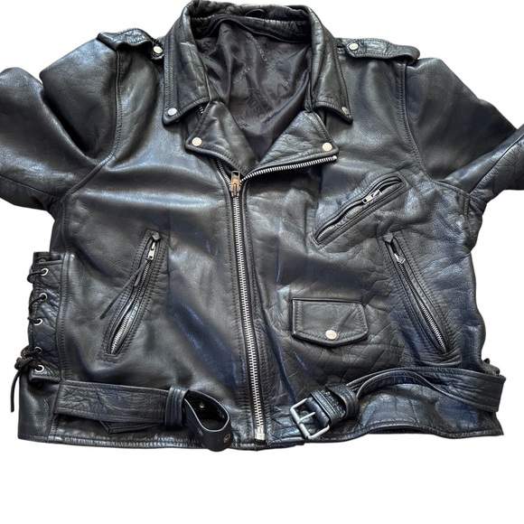 Vintage Hudson Genuine Leather Jacket Motorcycle Size 48? Vtg Riding Lined - Picture 4 of 12